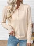 Lightweight Women's Cardigan Sweater with Lapel Collar