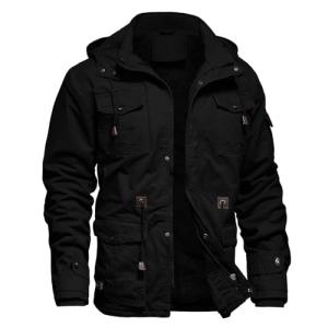 Men's Winter Fleece-Lined Tactical Hooded Jacket