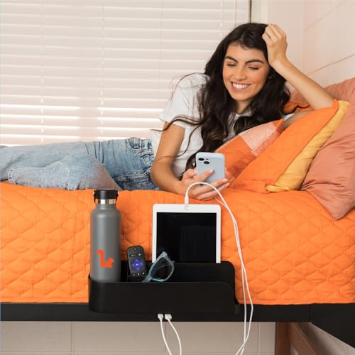 Squirrel Bedside Caddy with Charging Ports for Dorms