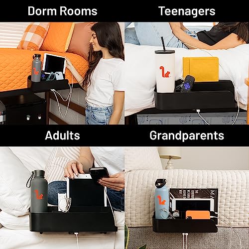 Squirrel Bedside Caddy with Charging Ports for Dorms