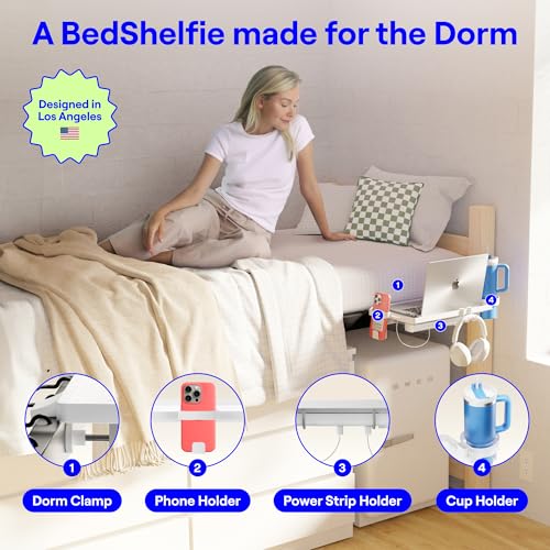 BedShelfie Clip-On Shelf for College Dorm Rooms