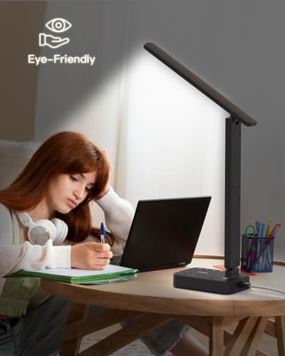 Addtam LED Desk Lamp with Power Strip & USB Ports