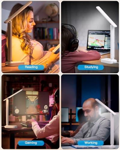 LED Desk Lamp with Power Strip and USB Ports