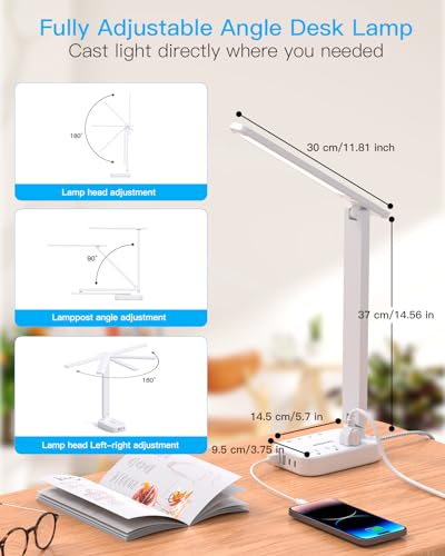 LED Desk Lamp with Power Strip and USB Ports