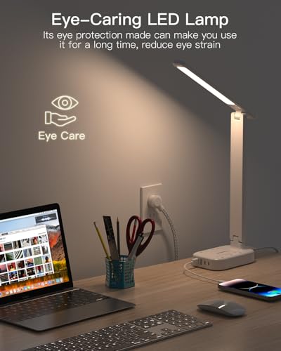LED Desk Lamp with Power Strip and USB Ports