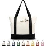 Stylish Canvas Tote Bag with External Pocket