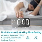 Sleek LED Alarm Clock with Dual USB Ports