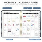 2025 A5 Hardcover Planner with Monthly Tabs