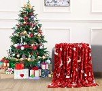 Cozy Velvet Christmas Fleece Blanket - Burgundy Reindeer