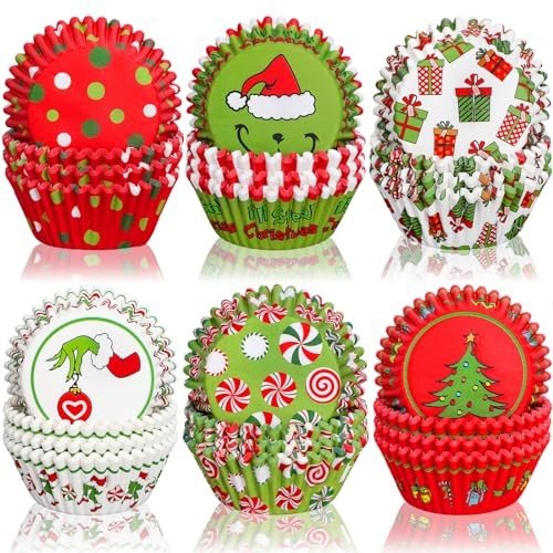 Funny Cartoon Christmas Cupcake Liners - 600 Pack