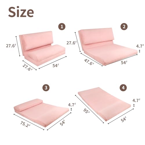 LOVMOC Pink Fluffy Bean Bag Sofa Bed