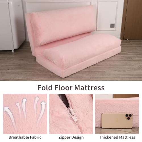 LOVMOC Pink Fluffy Bean Bag Sofa Bed