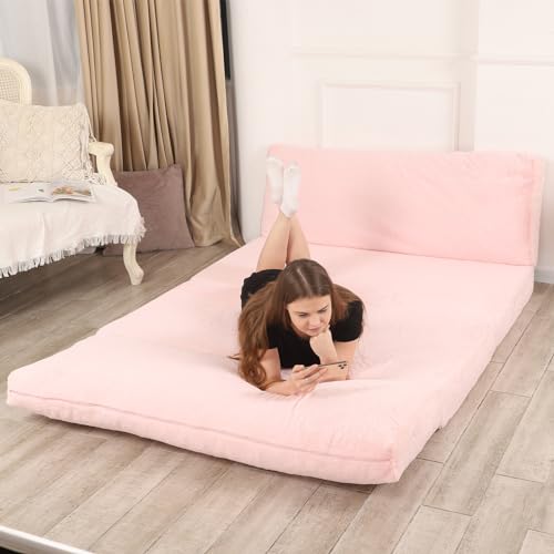 LOVMOC Pink Fluffy Bean Bag Sofa Bed