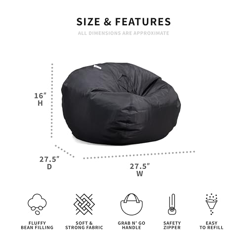 Big Joe Classic Black Bean Bag Chair, 2ft