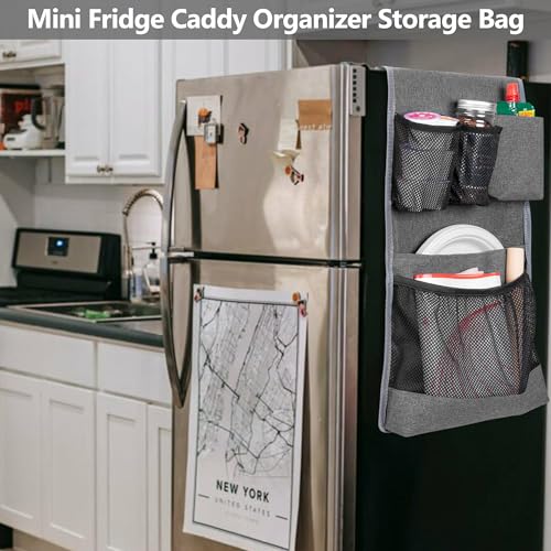 Mini Fridge Organizer with 14 Pockets for College