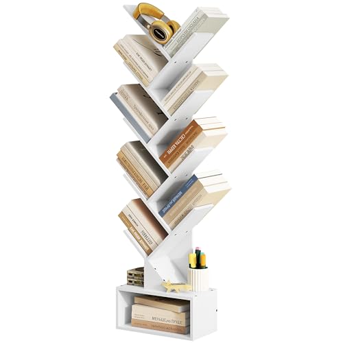Tajsoon Tree Bookshelf with Drawer, 9 Tier Design