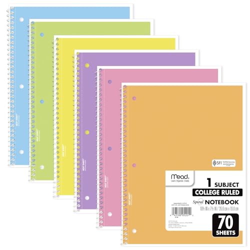 Mead 6-Pack College Ruled Spiral Notebooks