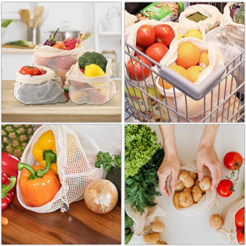 Eco-Friendly Reusable Cotton Produce Bags - 12 Pack