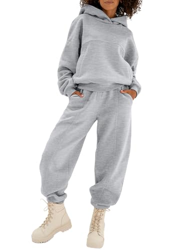 Aleumdr Women's Grey Hoodie and Sweatpants Set