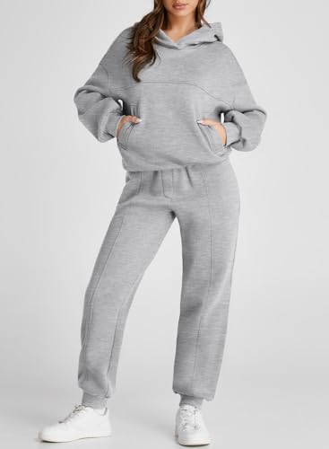 Aleumdr Women's Grey Hoodie and Sweatpants Set