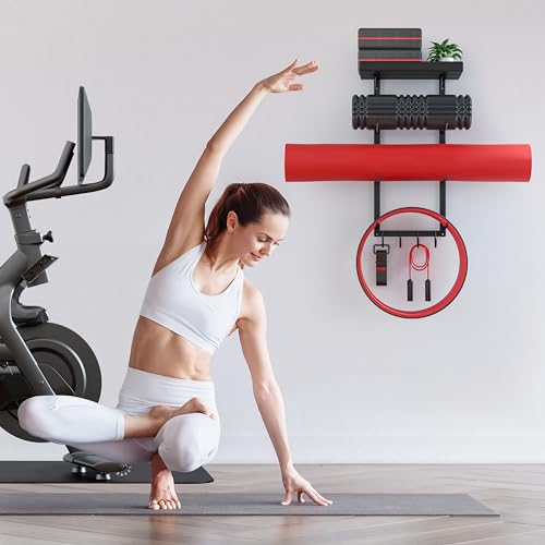 Wall Mount Yoga Mat Holder and Accessory Rack