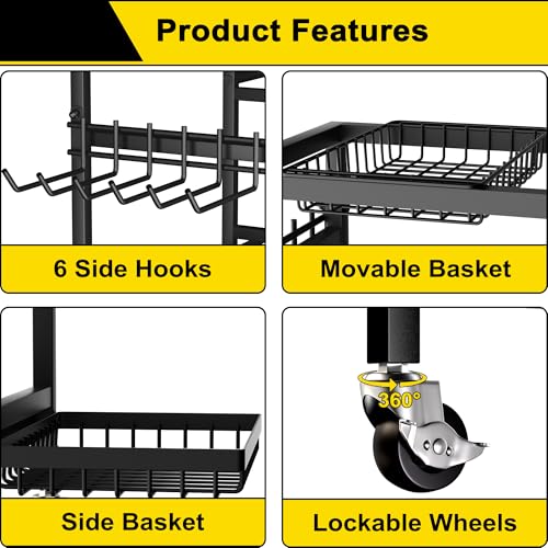 3-Tier Yoga Mat Storage Rack with Wheels