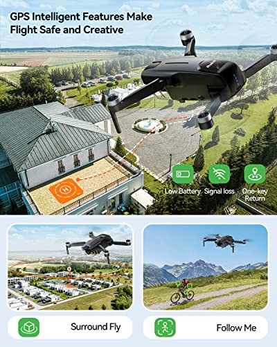 Ruko GPS Drone: 4K Camera, 3 Batteries, Foldable