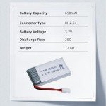 Tosiicop 650mAh Drone Lipo Battery Pack - 2 Batteries