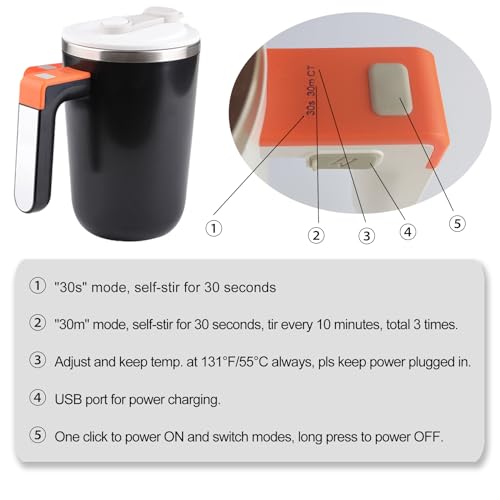 Smart Self-Heating Mug with Temperature Control - Black