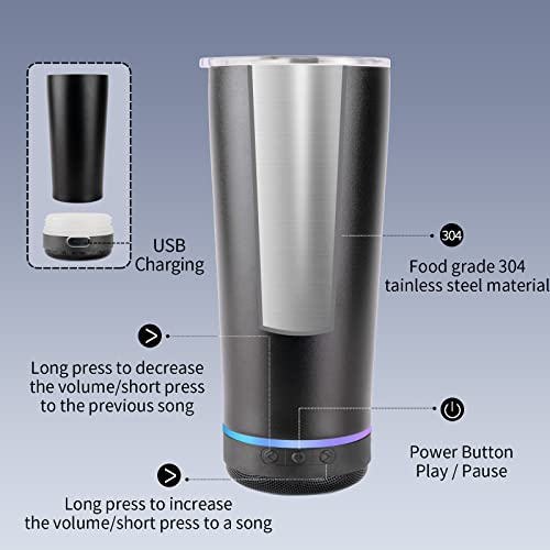 Smart Heated Speaker Tumbler with LED Light