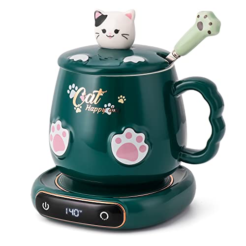 Cute Cat Mug Warmer Set with Temperature Control