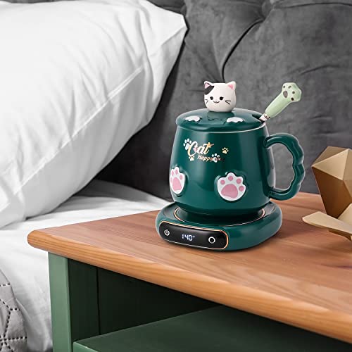 Cute Cat Mug Warmer Set with Temperature Control