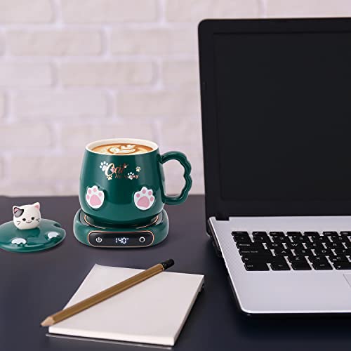 Cute Cat Mug Warmer Set with Temperature Control