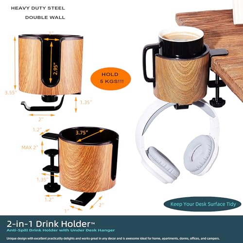 Cowinational Luxury Wooden 2-in-1 Heated Cup Holder