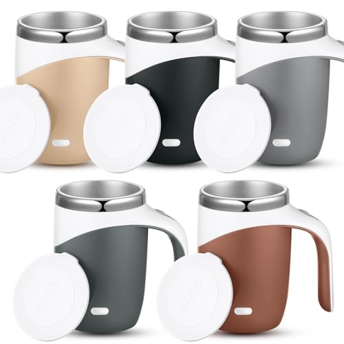 5-Pack Self-Stirring Stainless Steel Travel Mugs