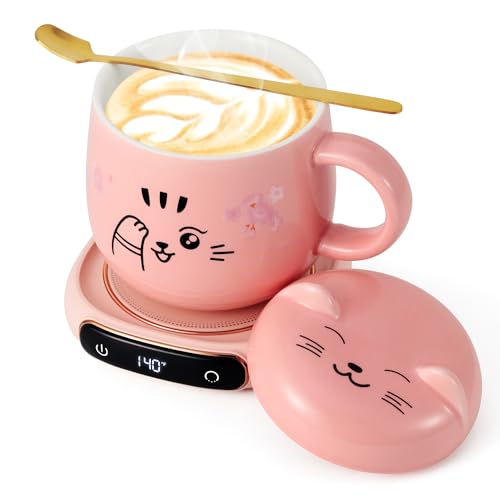 Smart Heated Cat Mug & Beverage Warmer Set