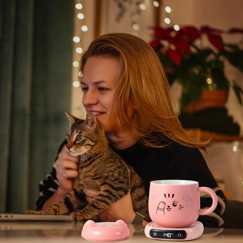 Smart Heated Cat Mug & Beverage Warmer Set