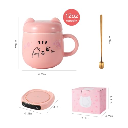 Smart Heated Cat Mug & Beverage Warmer Set