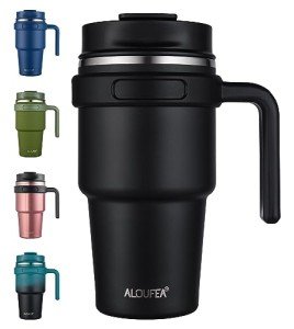 Insulated Stainless Steel Heated Coffee Cup - Black