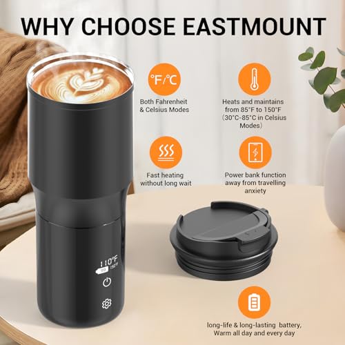 EAST MOUNT Smart Heated Coffee Mug with LCD Display