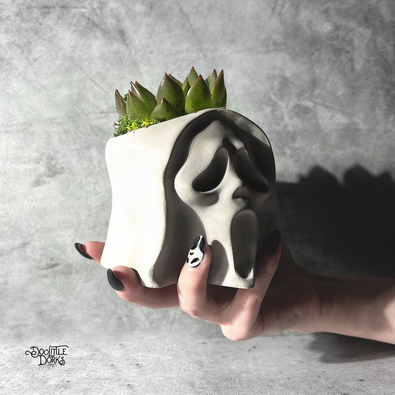 Ghost Face Scream Concrete Planter - Desk Planter