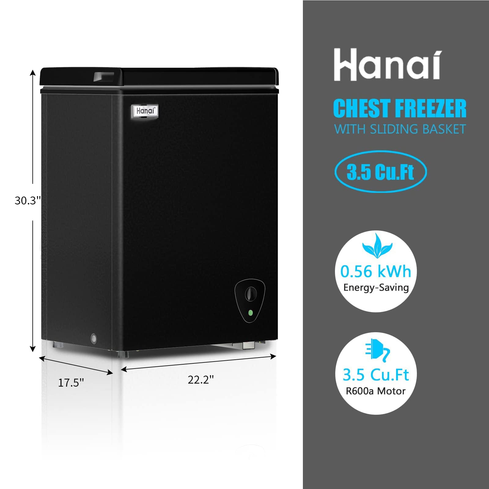 WANAI 3.5 Cu. ft. Top-Opening Chest Freezer