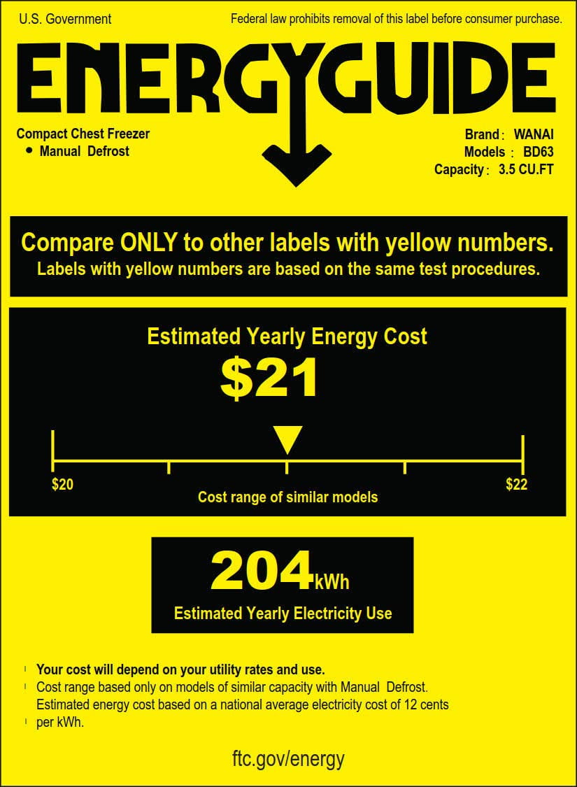 WANAI 3.5 Cu. ft. Top-Opening Chest Freezer
