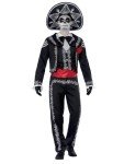 Smiffys Adult men's Day of the Dead Senor Bones Costume, Jacket, trousers, Mock Shirt and Hat, Day of the Dead, Halloween, Black, M - Size 38-40
