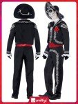 Smiffys Adult men's Day of the Dead Senor Bones Costume, Jacket, trousers, Mock Shirt and Hat, Day of the Dead, Halloween, Black, M - Size 38-40