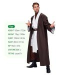 Spooktacular Creations Adult Men Brown Tunic Hooded Robe, Set with Coat, Robe, Belt and some Halloween Accessories for Halloween Costume Cosplay-XL