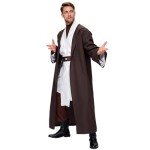 Spooktacular Creations Adult Men Brown Tunic Hooded Robe, Set with Coat, Robe, Belt and some Halloween Accessories for Halloween Costume Cosplay-XL