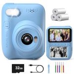Gofunly Kids Camera Instant Print, 3.0'' Big Screen Instant Camera for Kids with 32G Card & 3 Print Paper, 1080P HD Video Kids Digital Camera for Toddler Age 3-12 Years Old Boys & Girls Birthday Gifts