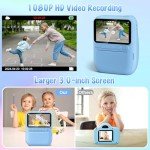 Gofunly Kids Camera Instant Print, 3.0'' Big Screen Instant Camera for Kids with 32G Card & 3 Print Paper, 1080P HD Video Kids Digital Camera for Toddler Age 3-12 Years Old Boys & Girls Birthday Gifts