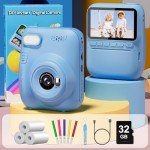 Gofunly Kids Camera Instant Print, 3.0'' Big Screen Instant Camera for Kids with 32G Card & 3 Print Paper, 1080P HD Video Kids Digital Camera for Toddler Age 3-12 Years Old Boys & Girls Birthday Gifts